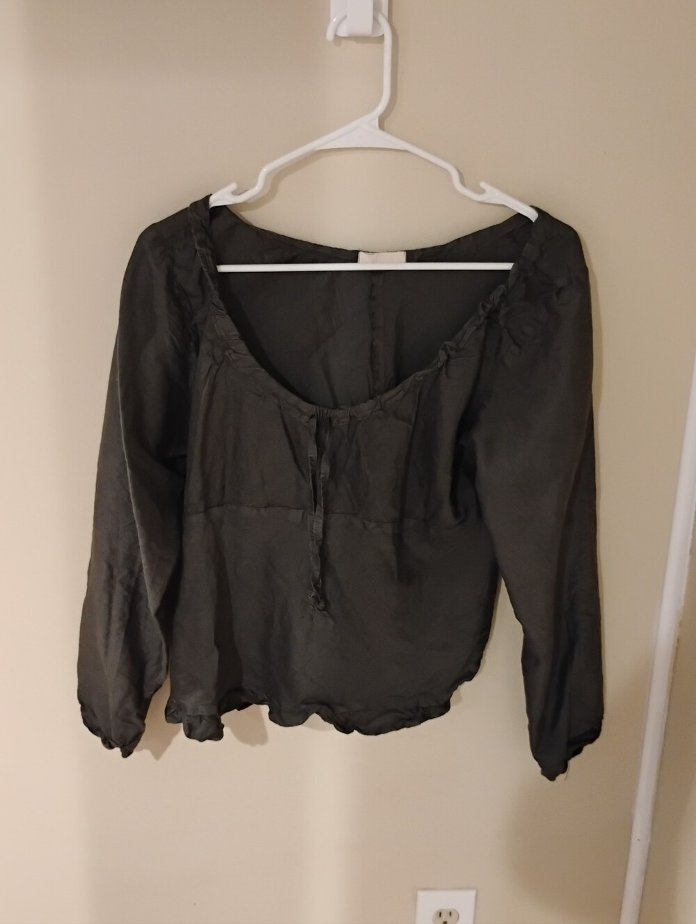 CP Shades Long Sleeve Milkmaid Front Tie Blouse Top Sz M